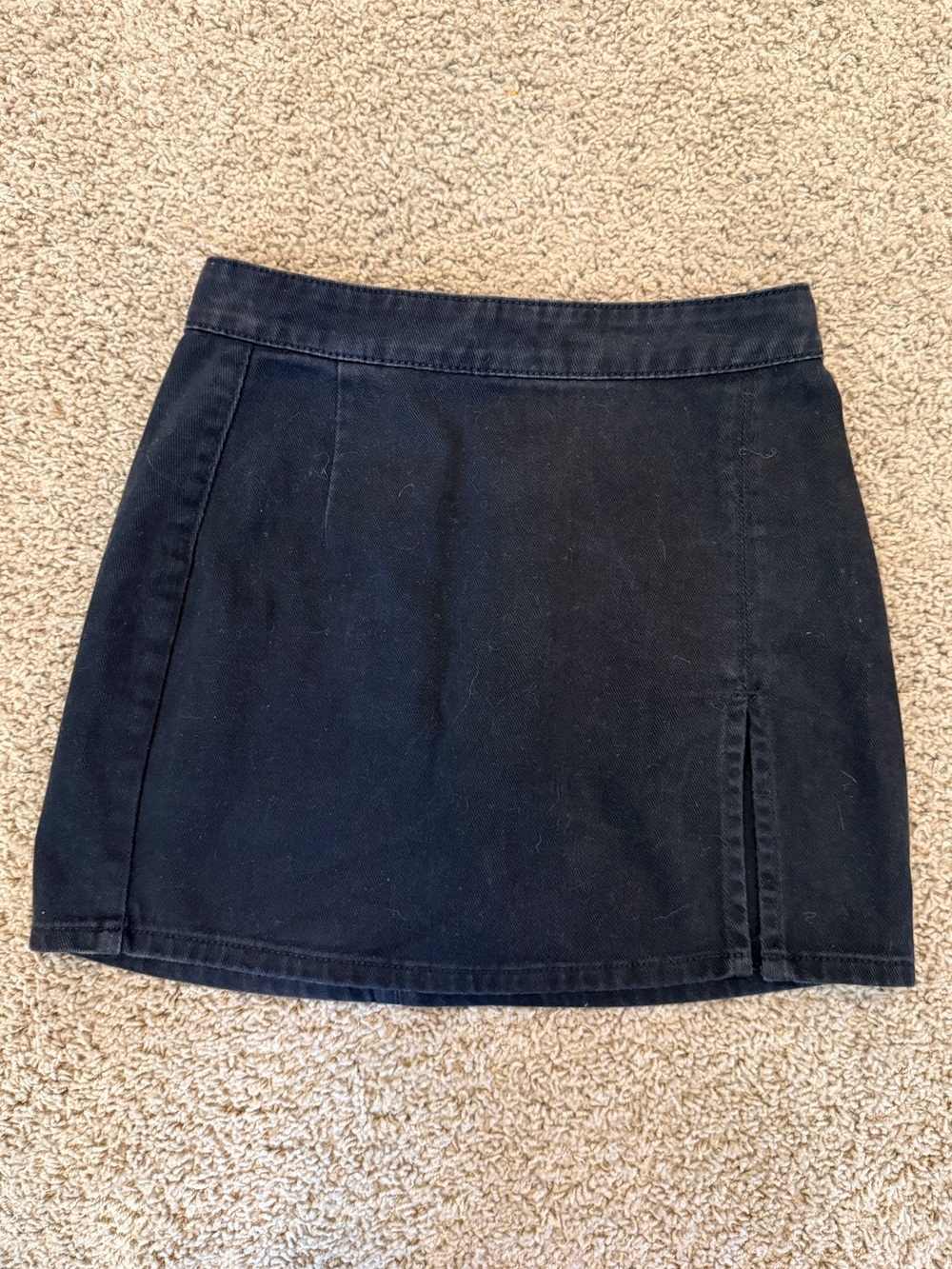 Lioness Black Denim Mini Skirt with Front Slit
